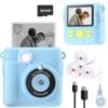 Kids Camera Instant Print, Christmas Birthday Gifts for Kids Age 3-12, Selfie Digital Camera with 1080P Videos,Toddler Portable Travel Camera Toy for 4 5 6 7 8 9 Year Old Boys Girls-Blue